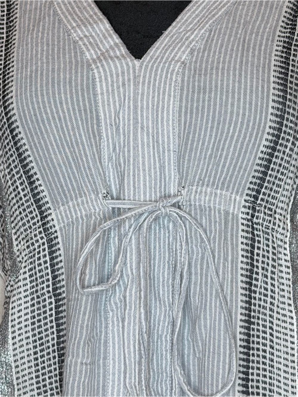 LOFT White and Black Striped Swim Coverup with Tassels - Picture 4 of 8
